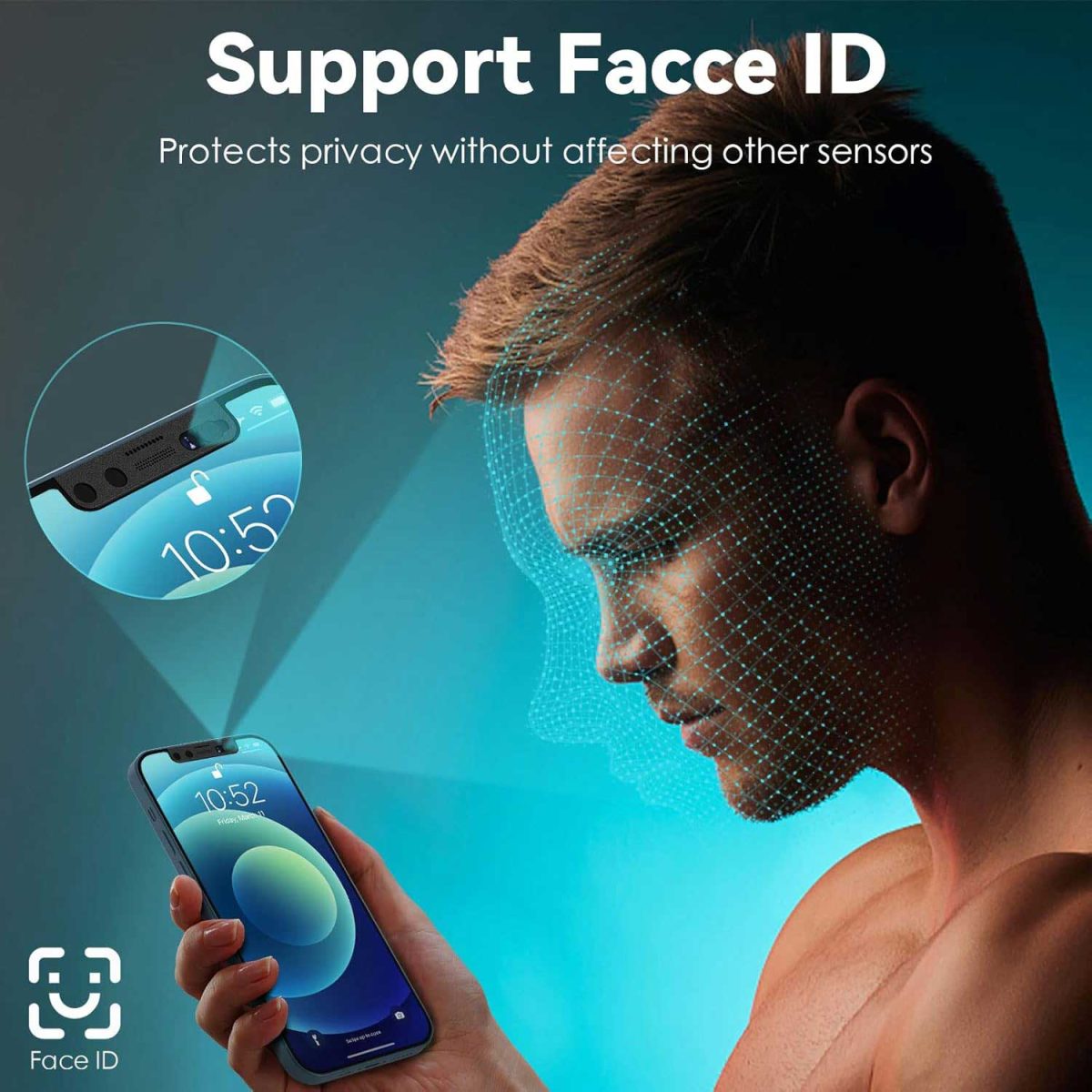 Apple iPhone 13 Privacy screen protector with front camera cover - Պատկեր 9