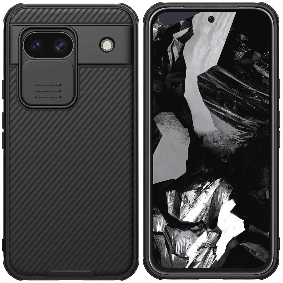 Nillkin Camshield Google Pixel 8a cover case with camera cover slider black front and back
