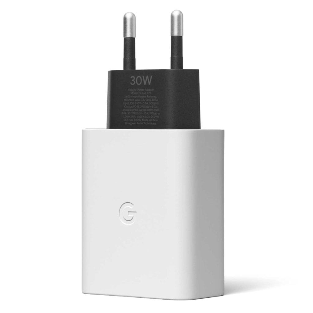 Google 30W USB-C power adapter — front view showing the USB-C port