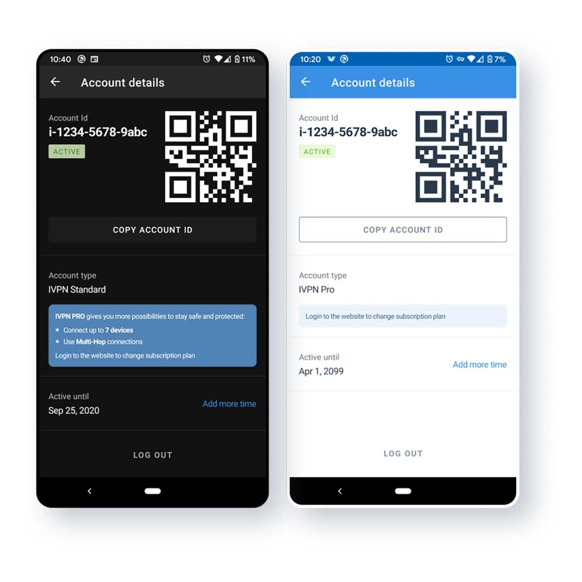 iVPN voucher license mobile account creation, private and secure via qr code